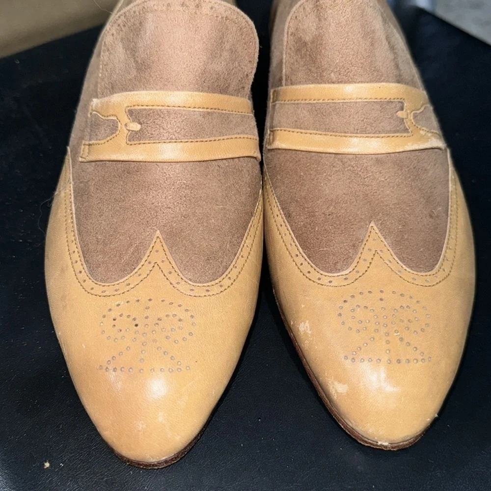 Pierre Cardin shoes men’s vintage slip on‎ loafers 7.5 leather tan suede